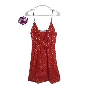 Coveted Sleeveless Red With White Polka Dots Ruffled Mini Dress Size Large
